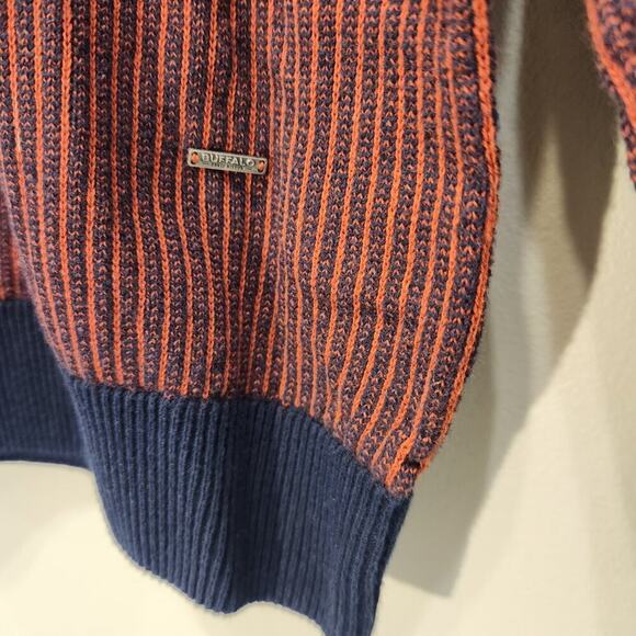 Buffalo David Bitton Men's Red Ochre Contrast Cotton Knit Fall Sweater - Size M - Picture 7 of 7